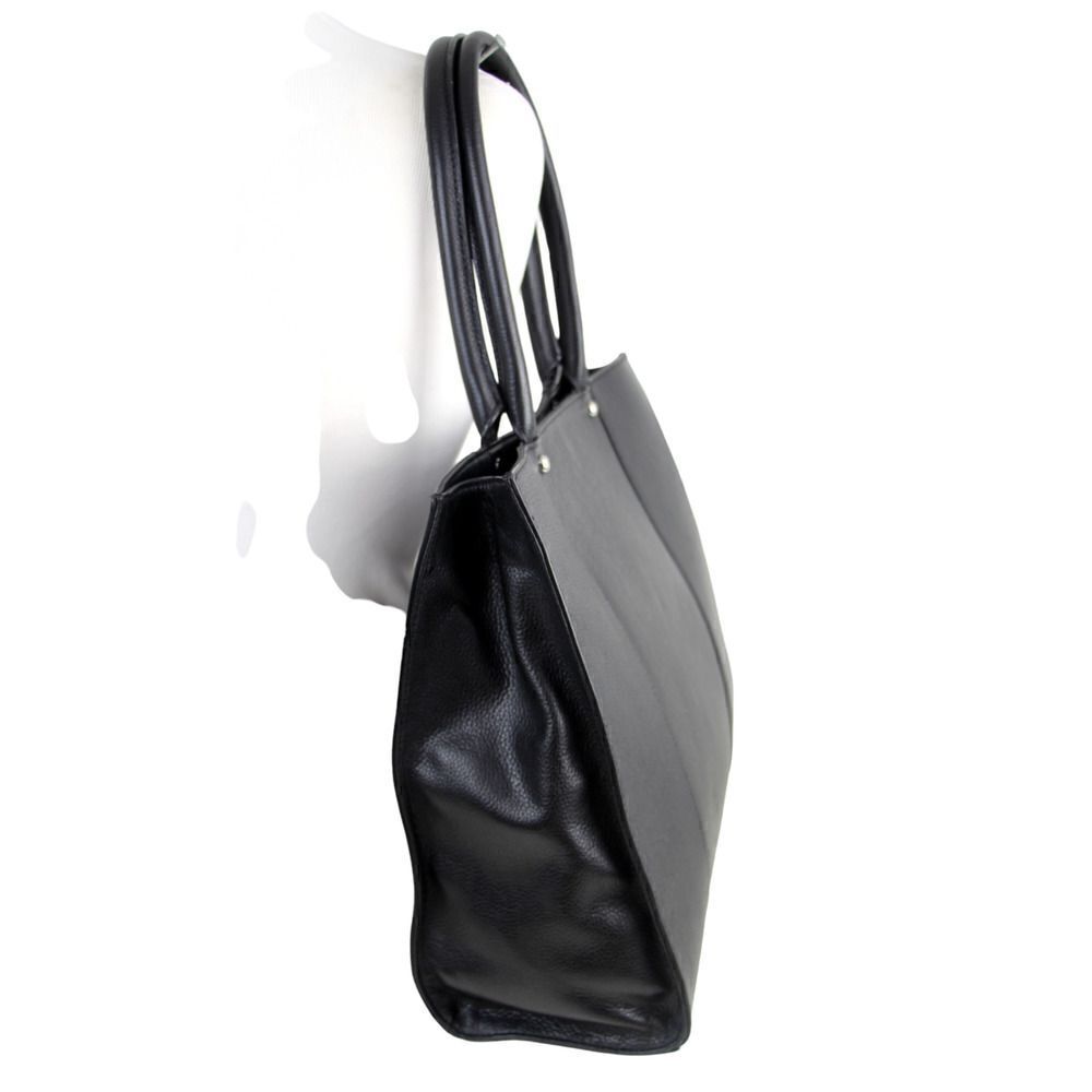 LARGE Rebecca Minkoff BLACK GENUINE LEATHER TOTE BUSINESS SHOULDER BAG HANDBAG 2 - Picture 4 of 15